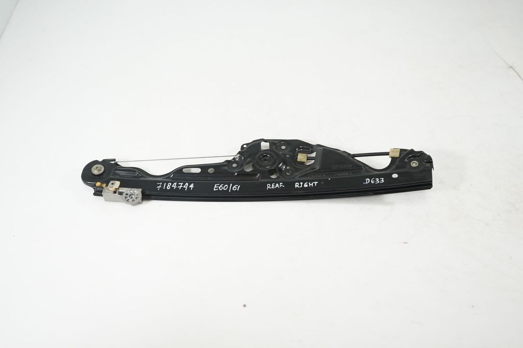 Rear door window regulator with motor