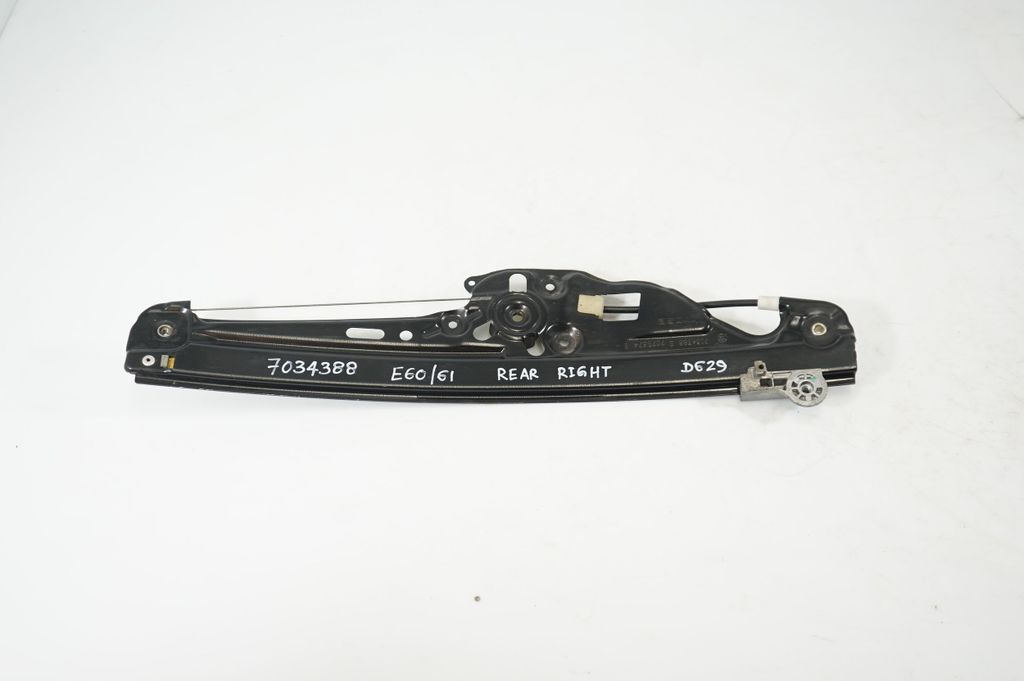 Rear door window regulator with motor